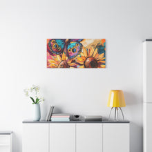 Load image into Gallery viewer, Colorful Butterfly and Sunflowers Canvas Art, Nature Wall Decor, Flower Artwork, Gift for Home, Boho Decor, Vibrant Art Print
