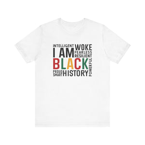 Empowering Black History Unisex Tee - WOKE, INTELLIGENT, RESILIENT