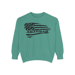 Veteran Flag Unisex Garment-Dyed Sweatshirt - Comfortable Tribute for Heroes