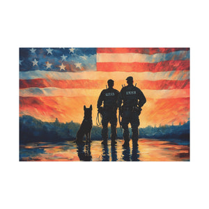 Patriotic Canvas Print - Heroes and Their Dogs - Perfect for Veterans Day and Memorial Day