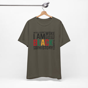 Empowering Black History Unisex Tee - WOKE, INTELLIGENT, RESILIENT