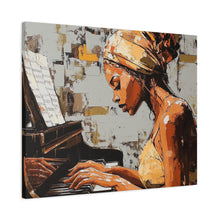 Load image into Gallery viewer, Piano Art Canvas Wall Decor, Inspirational Home Art, Music Lover Gift, Black Woman Artwork, Modern Art Print
