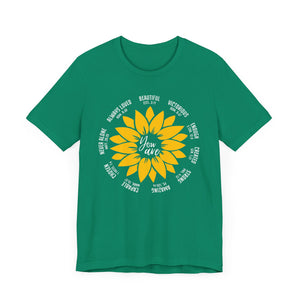 You Are Amazing Sunflower Tee | Inspirational Unisex Jersey Short Sleeve T-Shirt