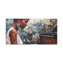 Load image into Gallery viewer, Canvas Wall Art, Piano Woman Artwork, Living Room Decor, Music Lover Gift, Black Artist Print, Home Office Decoration
