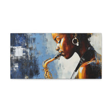 Load image into Gallery viewer, Saxophone Art Canvas, Music Lover Decor, Jazz Wall Art, Unique Gift for Musicians, Home Office Decoration, Inspirational Artwork

