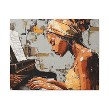 Load image into Gallery viewer, Piano Art Canvas Wall Decor, Inspirational Home Art, Music Lover Gift, Black Woman Artwork, Modern Art Print
