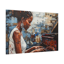 Load image into Gallery viewer, Canvas Wall Art, Piano Woman Artwork, Living Room Decor, Music Lover Gift, Black Artist Print, Home Office Decoration
