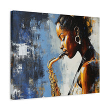 Load image into Gallery viewer, Saxophone Art Canvas, Music Lover Decor, Jazz Wall Art, Unique Gift for Musicians, Home Office Decoration, Inspirational Artwork
