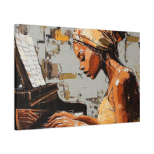 Load image into Gallery viewer, Piano Art Canvas Wall Decor, Inspirational Home Art, Music Lover Gift, Black Woman Artwork, Modern Art Print
