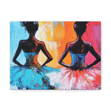Load image into Gallery viewer, Dancing Ballerinas Canvas Wall Art, Colorful Abstract Ballet Painting, Girls Room Decor, Gift for Dance Lovers, Modern Art
