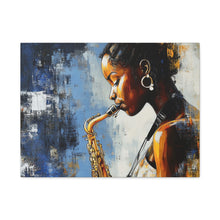 Load image into Gallery viewer, Saxophone Art Canvas, Music Lover Decor, Jazz Wall Art, Unique Gift for Musicians, Home Office Decoration, Inspirational Artwork
