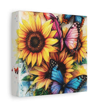 Load image into Gallery viewer, Vibrant Floral Canvas Wall Art, Butterfly Decor
