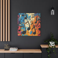 Vibrant Music Note Canvas Art - Colorful Stretched Wall Decor
