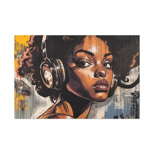 Artistic Matte Canvas Print - Stylish Woman with Headphones