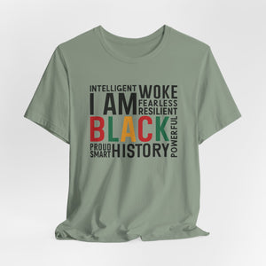 Empowering Black History Unisex Tee - WOKE, INTELLIGENT, RESILIENT