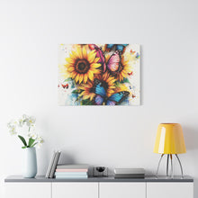 Load image into Gallery viewer, Vibrant Floral Canvas Wall Art, Butterfly Decor
