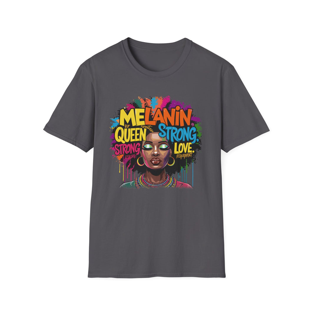 Melanin Queen Unisex Softstyle T-Shirt - Strong & Proud Design