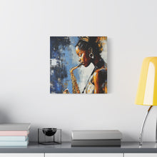 Load image into Gallery viewer, Saxophone Art Canvas, Music Lover Decor, Jazz Wall Art, Unique Gift for Musicians, Home Office Decoration, Inspirational Artwork
