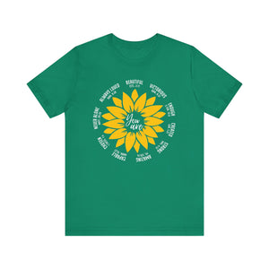 You Are Amazing Sunflower Tee | Inspirational Unisex Jersey Short Sleeve T-Shirt