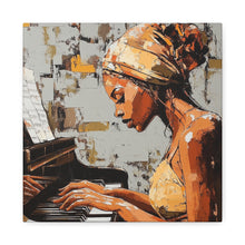 Load image into Gallery viewer, Piano Art Canvas Wall Decor, Inspirational Home Art, Music Lover Gift, Black Woman Artwork, Modern Art Print
