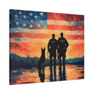 Patriotic Canvas Print - Heroes and Their Dogs - Perfect for Veterans Day and Memorial Day