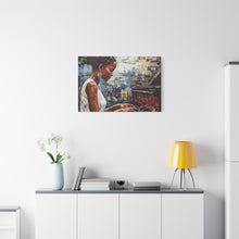 Load image into Gallery viewer, Canvas Wall Art, Piano Woman Artwork, Living Room Decor, Music Lover Gift, Black Artist Print, Home Office Decoration
