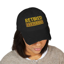 Load image into Gallery viewer, Retired Veteran Embroidered Distressed Baseball Cap
