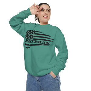 Veteran Flag Unisex Garment-Dyed Sweatshirt - Comfortable Tribute for Heroes