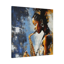 Load image into Gallery viewer, Saxophone Art Canvas, Music Lover Decor, Jazz Wall Art, Unique Gift for Musicians, Home Office Decoration, Inspirational Artwork
