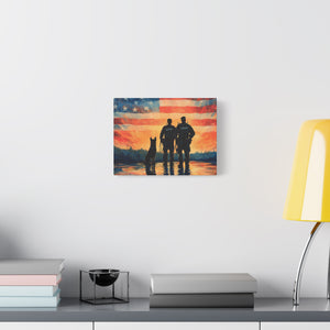 Patriotic Canvas Print - Heroes and Their Dogs - Perfect for Veterans Day and Memorial Day