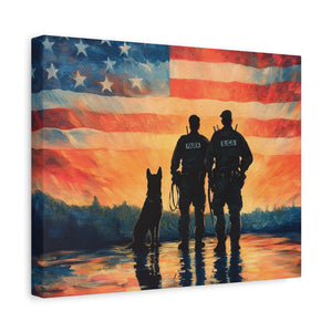 Patriotic Canvas Print - Heroes and Their Dogs - Perfect for Veterans Day and Memorial Day