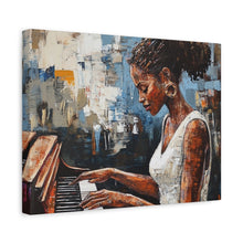 Load image into Gallery viewer, Piano Woman Canvas Art, Stylish Modern Decor, Gift for Music Lovers, Home Wall Art, Unique Artistic Playroom Decor

