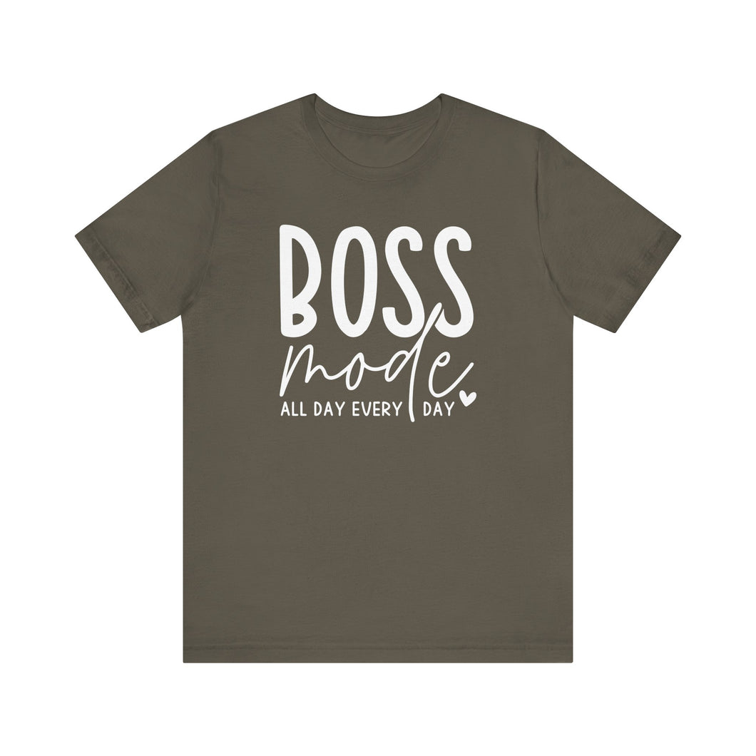 Boss Mode Unisex Jersey Tee - Motivational Short Sleeve Shirt for Entrepreneurs