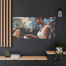 Load image into Gallery viewer, Piano Woman Canvas Art, Stylish Modern Decor, Gift for Music Lovers, Home Wall Art, Unique Artistic Playroom Decor
