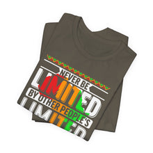 Load image into Gallery viewer, Inspirational Unisex Short Sleeve Tee - "Never Be Limited" Design
