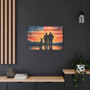 Patriotic Canvas Print - Heroes and Their Dogs - Perfect for Veterans Day and Memorial Day