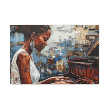 Load image into Gallery viewer, Canvas Wall Art, Piano Woman Artwork, Living Room Decor, Music Lover Gift, Black Artist Print, Home Office Decoration
