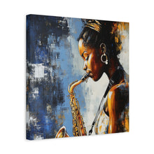 Load image into Gallery viewer, Saxophone Art Canvas, Music Lover Decor, Jazz Wall Art, Unique Gift for Musicians, Home Office Decoration, Inspirational Artwork
