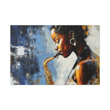 Load image into Gallery viewer, Saxophone Art Canvas, Music Lover Decor, Jazz Wall Art, Unique Gift for Musicians, Home Office Decoration, Inspirational Artwork
