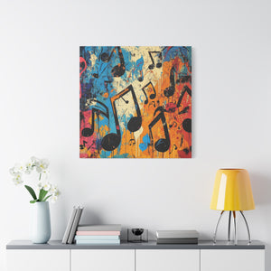 Vibrant Music Note Canvas Art - Colorful Stretched Wall Decor