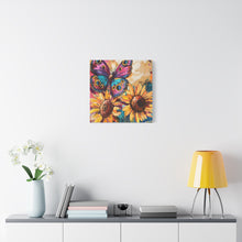 Load image into Gallery viewer, Colorful Butterfly and Sunflowers Canvas Art, Nature Wall Decor, Flower Artwork, Gift for Home, Boho Decor, Vibrant Art Print
