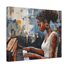 Load image into Gallery viewer, Piano Woman Canvas Art, Stylish Modern Decor, Gift for Music Lovers, Home Wall Art, Unique Artistic Playroom Decor
