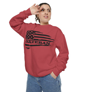Veteran Flag Unisex Garment-Dyed Sweatshirt - Comfortable Tribute for Heroes