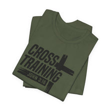 Load image into Gallery viewer, Faith Inspired Unisex Jersey Tee - &#39;Cross Training&#39; with John 3:16
