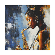Load image into Gallery viewer, Saxophone Art Canvas, Music Lover Decor, Jazz Wall Art, Unique Gift for Musicians, Home Office Decoration, Inspirational Artwork
