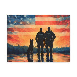 Patriotic Canvas Print - Heroes and Their Dogs - Perfect for Veterans Day and Memorial Day