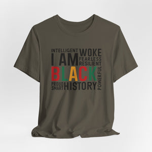 Empowering Black History Unisex Tee - WOKE, INTELLIGENT, RESILIENT