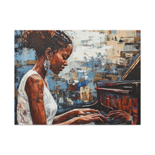 Load image into Gallery viewer, Canvas Wall Art, Piano Woman Artwork, Living Room Decor, Music Lover Gift, Black Artist Print, Home Office Decoration
