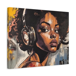 Artistic Matte Canvas Print - Stylish Woman with Headphones