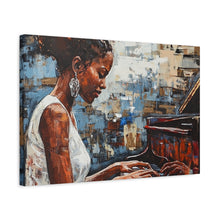 Load image into Gallery viewer, Canvas Wall Art, Piano Woman Artwork, Living Room Decor, Music Lover Gift, Black Artist Print, Home Office Decoration
